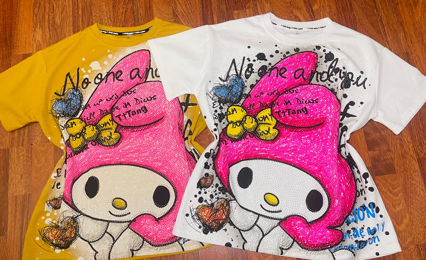 T007-Oversize shirt with rhinestones printed on the back