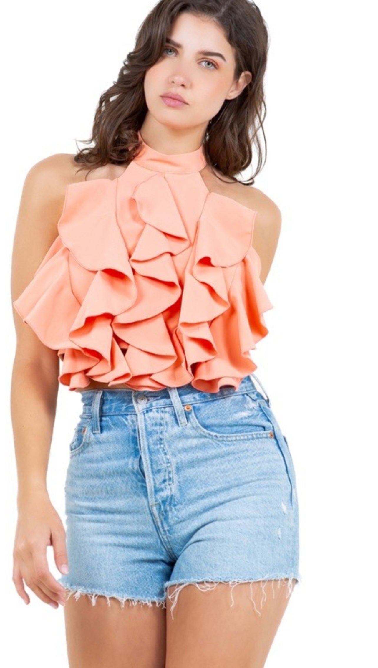 6700-CAROLINA Peach Blouse🍑