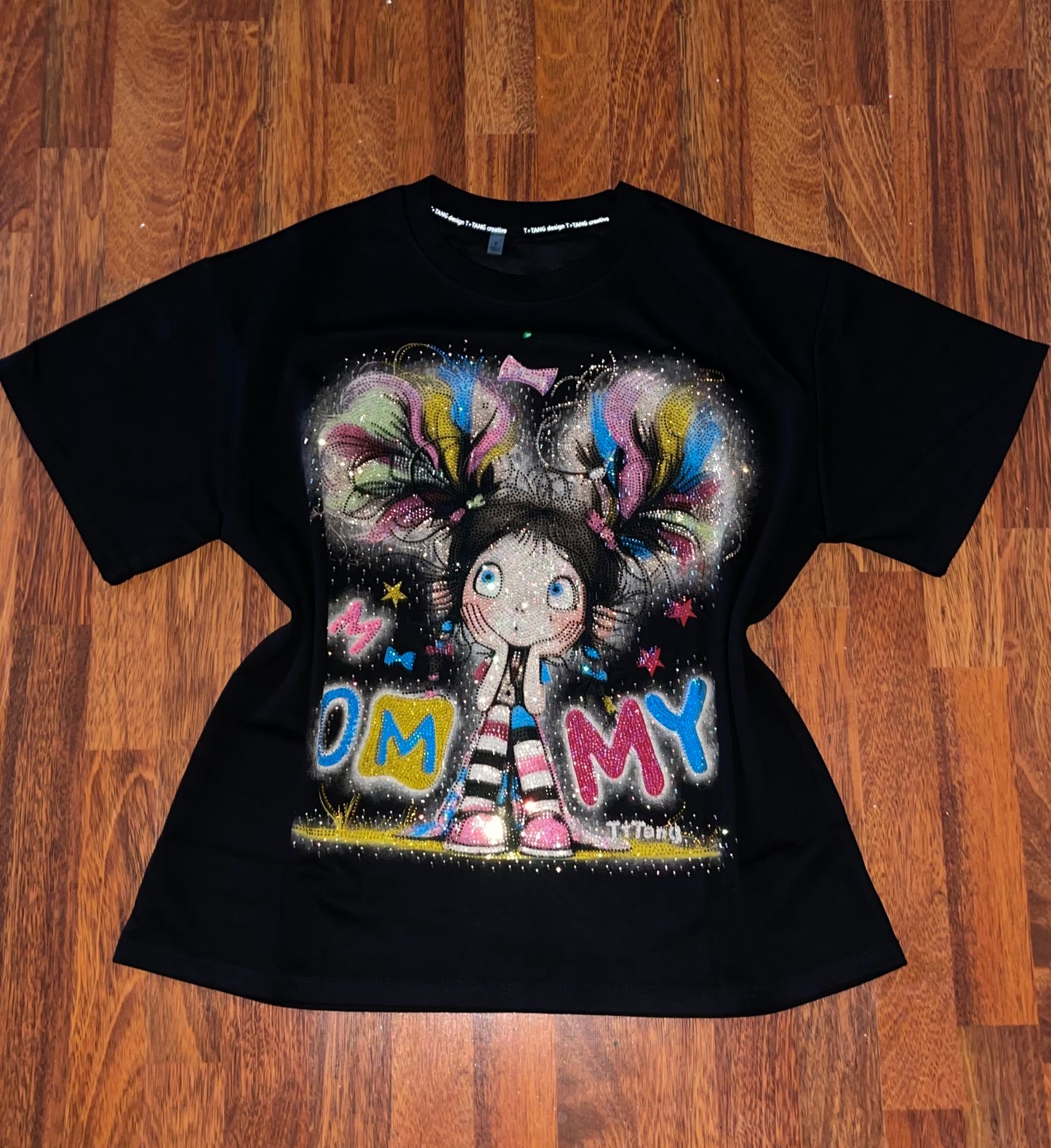 V0014-Camiseta Oversize con pedreria