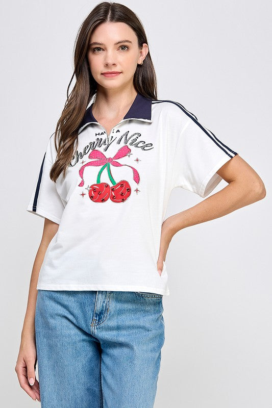 2001-Cherry high neck shirt