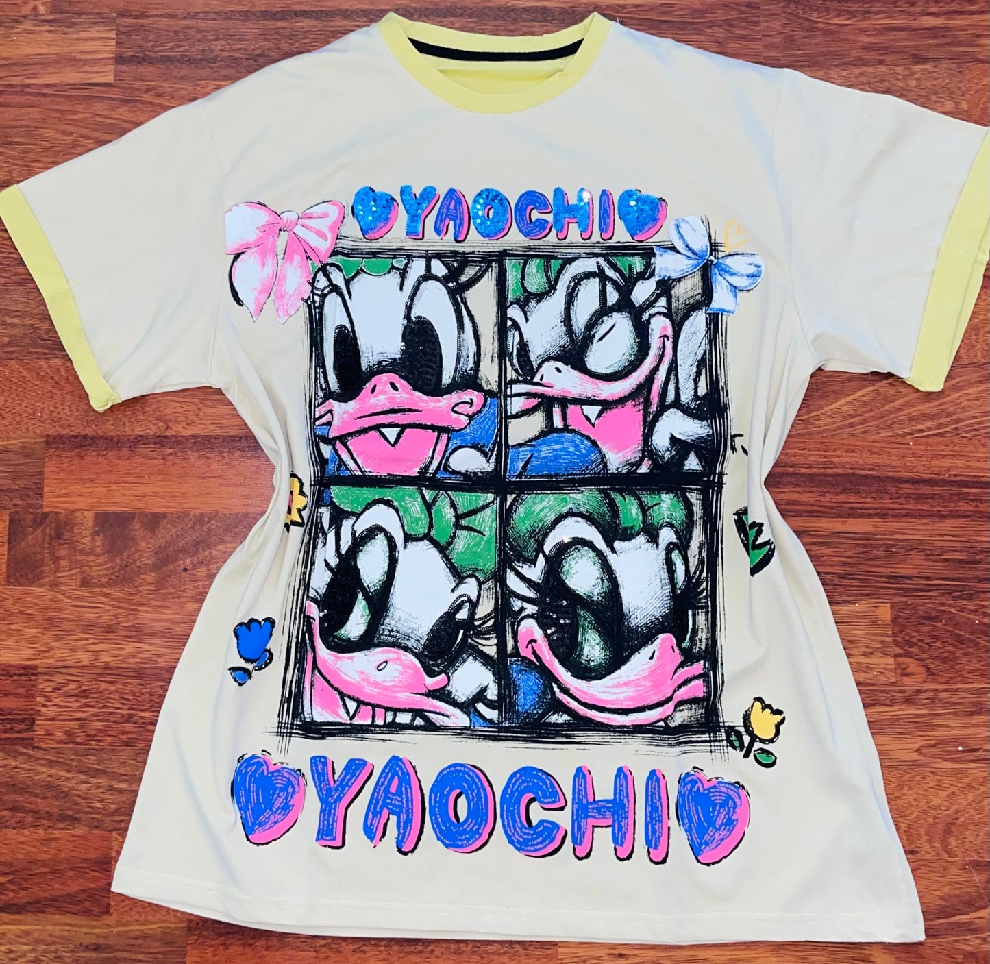 R9800-Oversized basic t-shirt with sequins