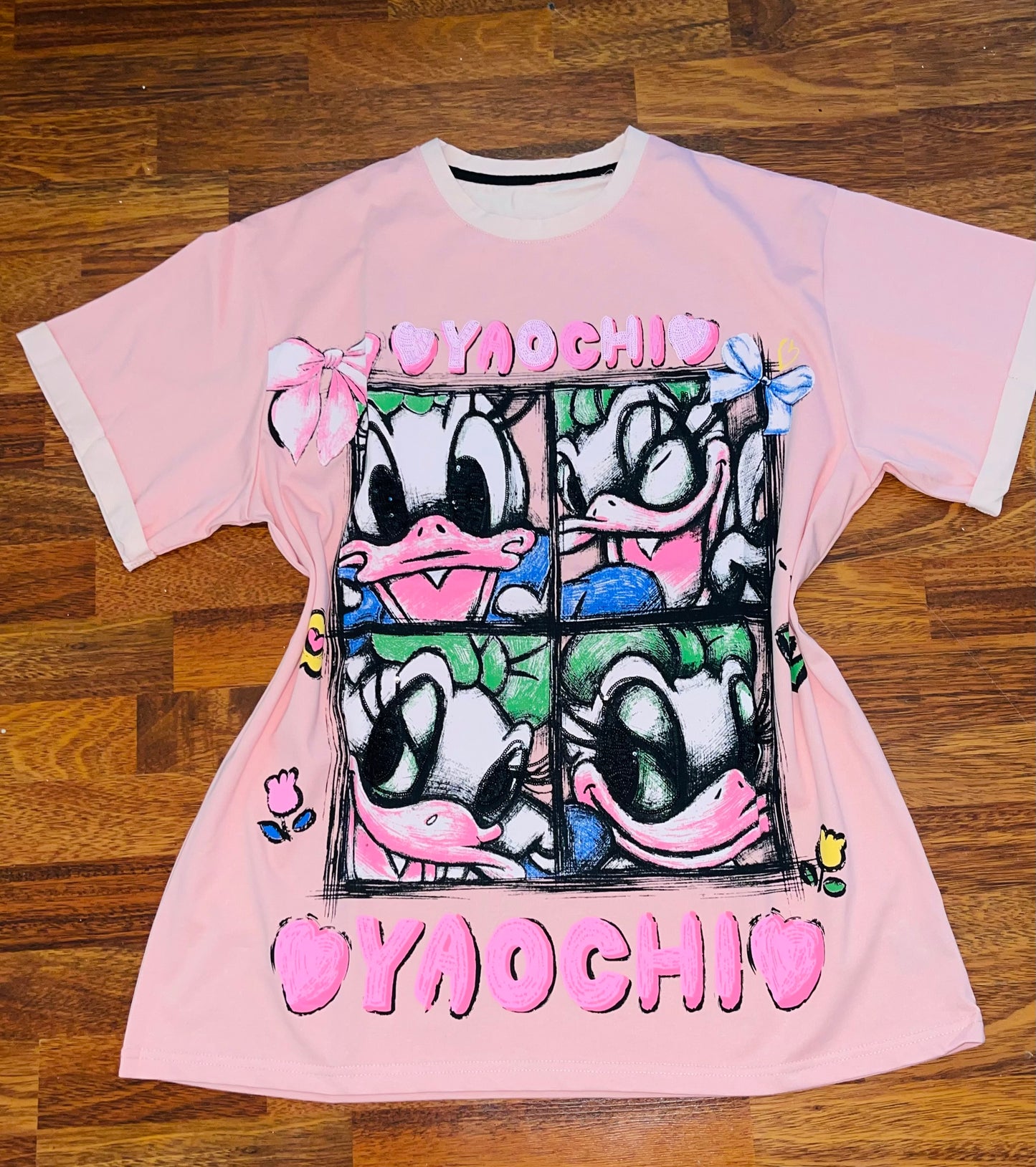 R9800-Oversized basic t-shirt with sequins