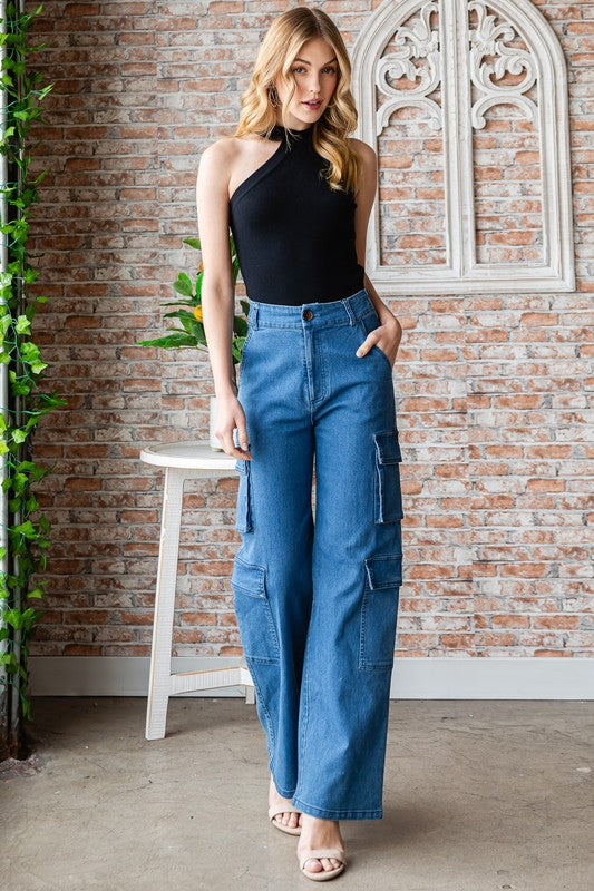 7890✨CARGO JEANS 👖 BLUE