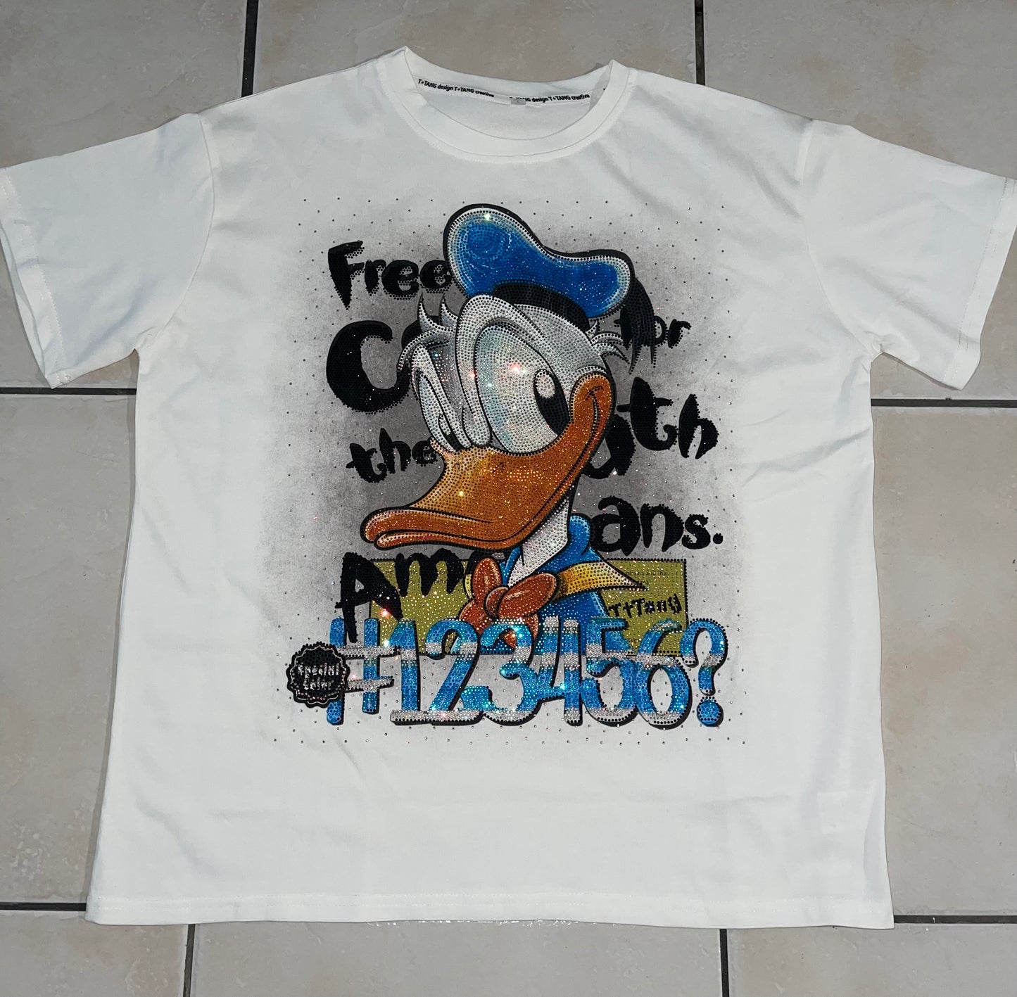 T0098-Beautiful shirt with a duck print and rhinestones