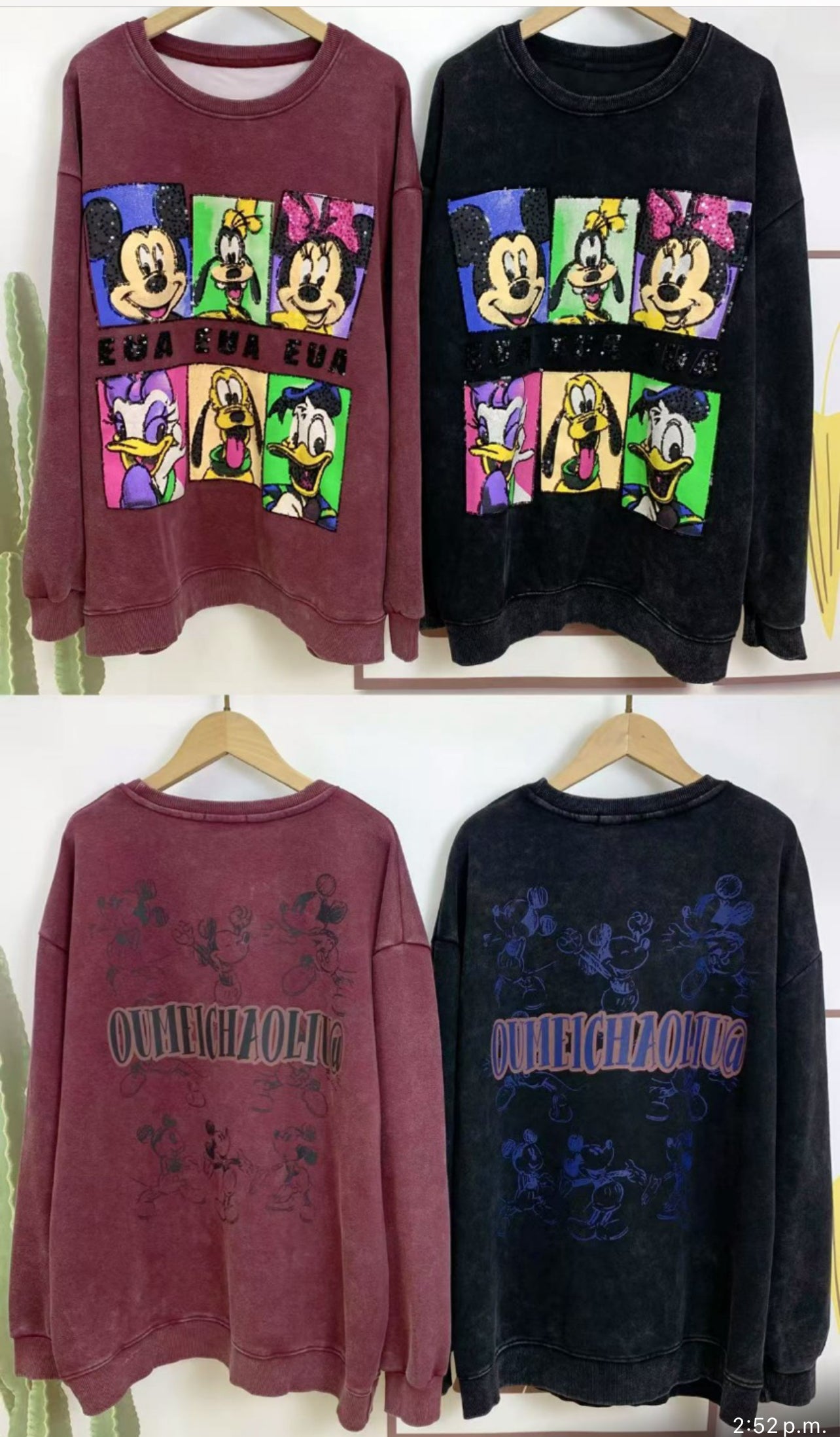 T0098-Beautiful Sweatshirt with Print and Sequins (OVERSIZE)