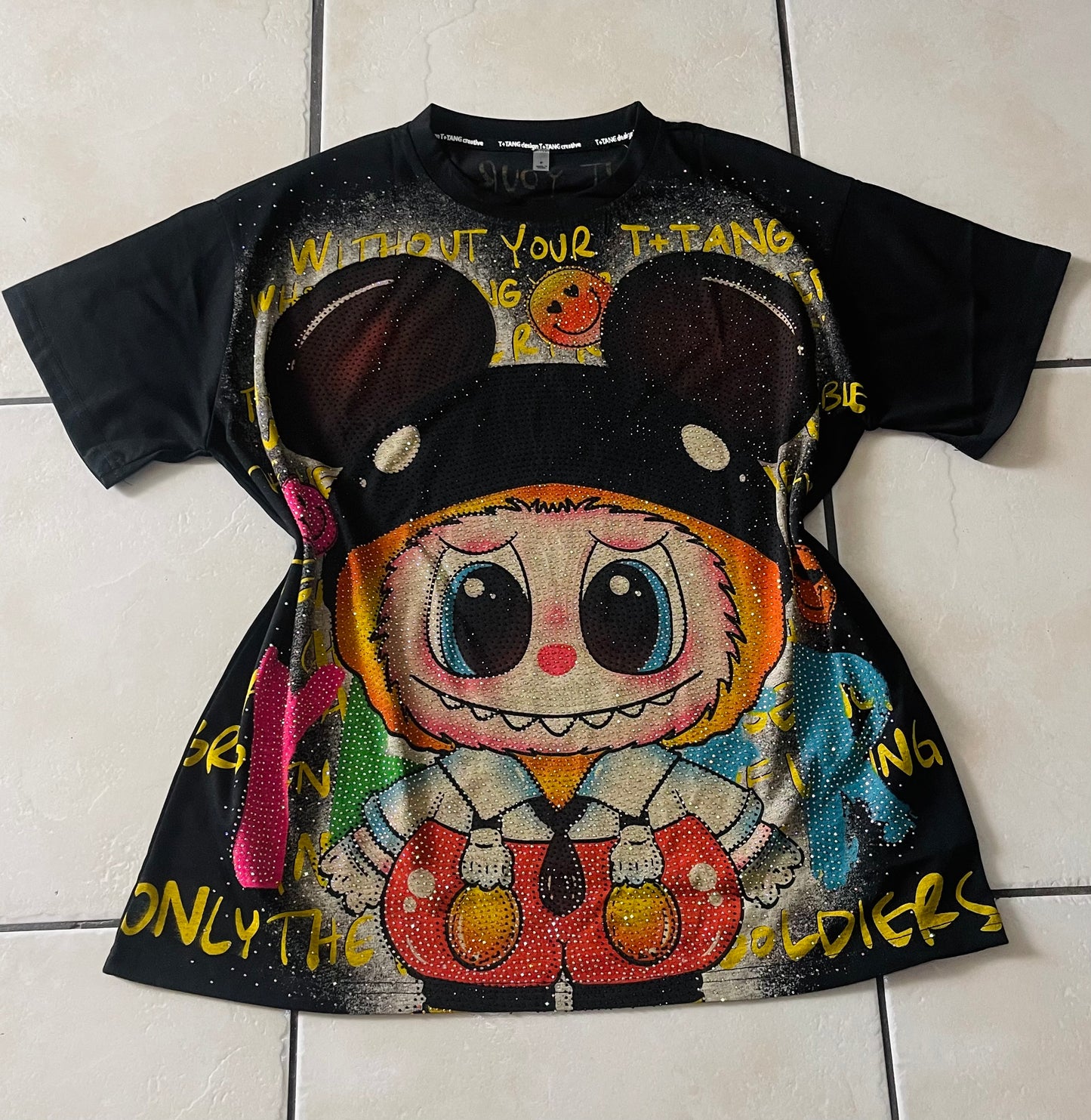 T0023-Oversize T-shirts with rhinestones