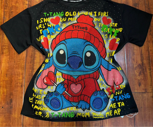 T0096-Beautiful oversized T-shirt with rhinestones