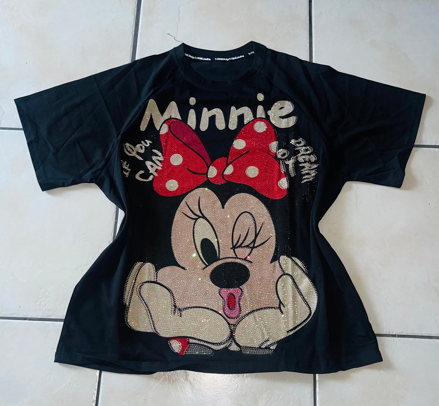 R0089-Beautiful oversized T-shirt with rhinestones