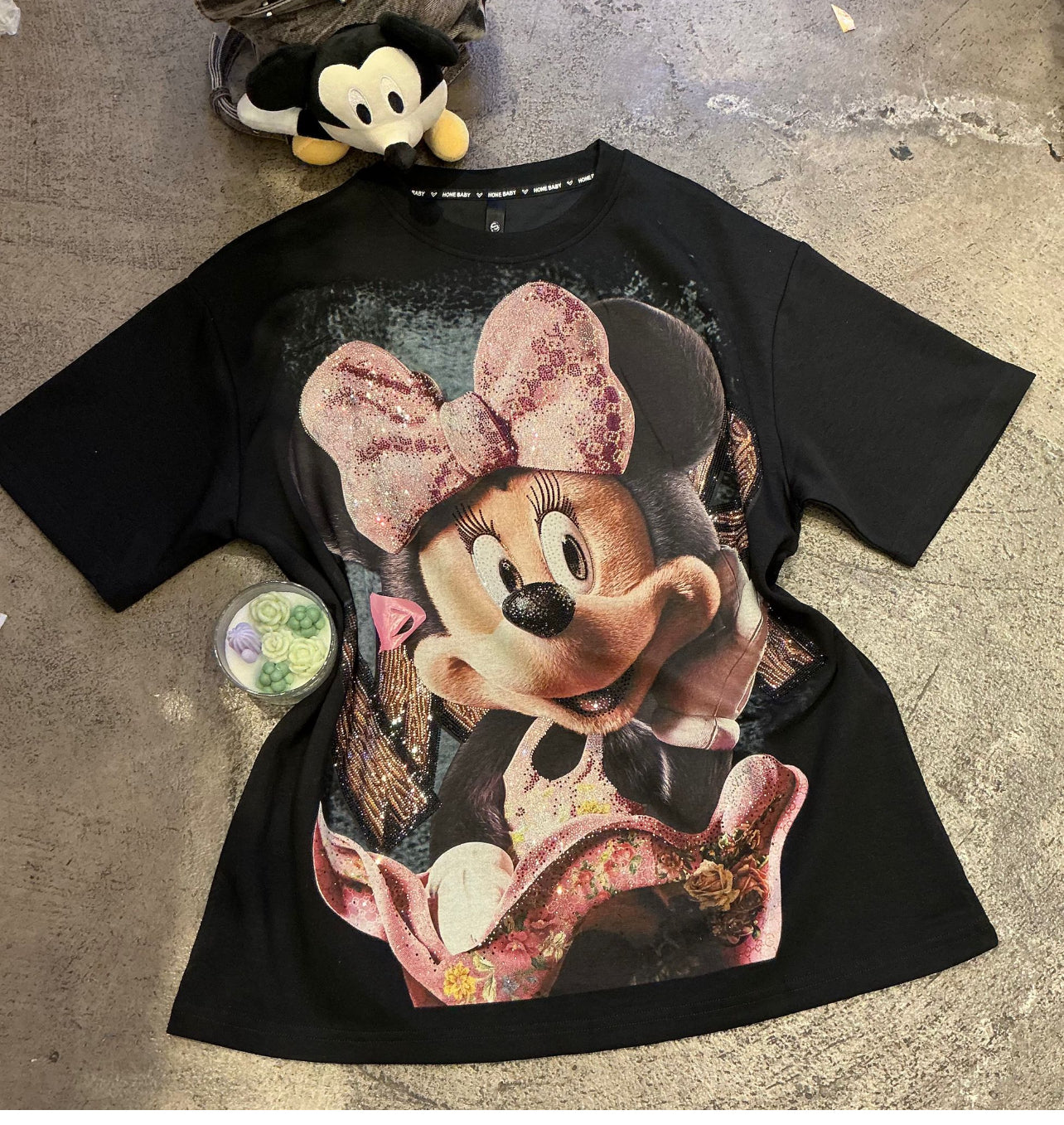 T0010-Beautiful oversized t-shirt with rhinestones