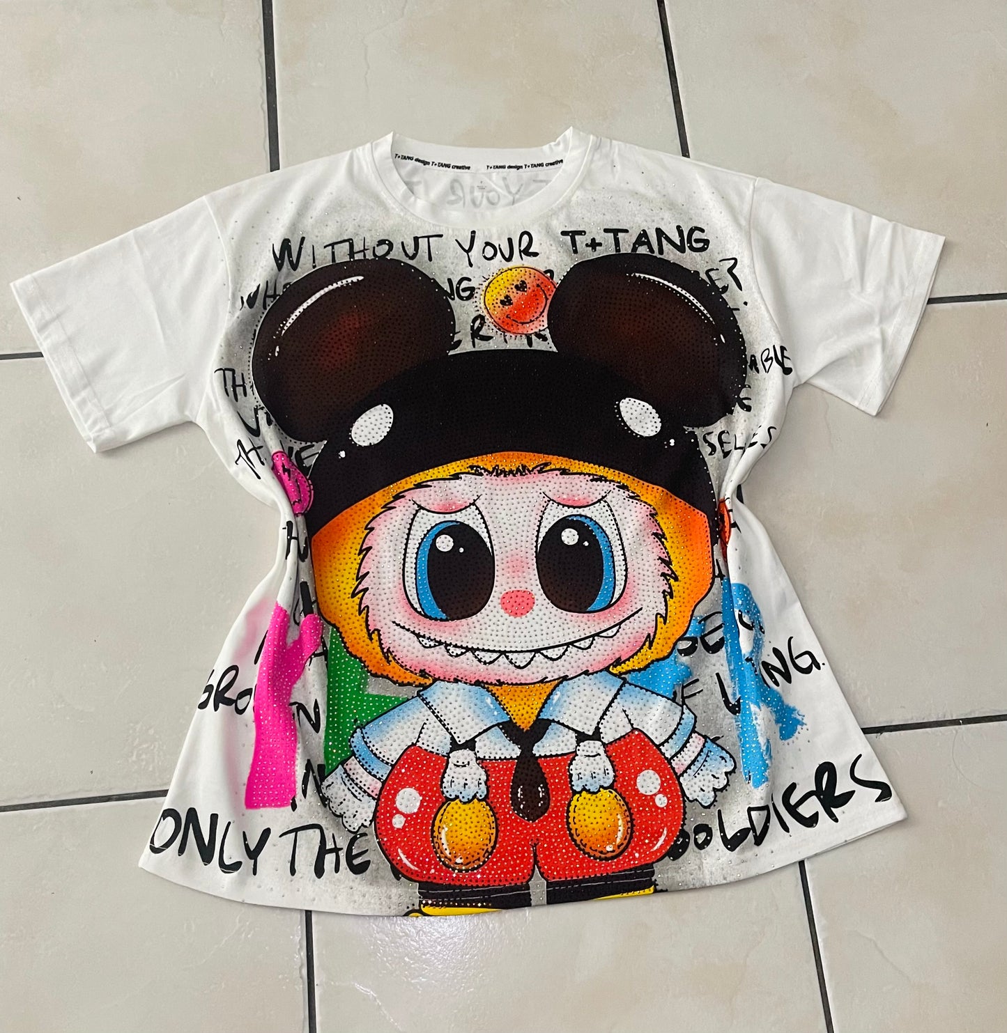 T0023-Oversize T-shirts with rhinestones