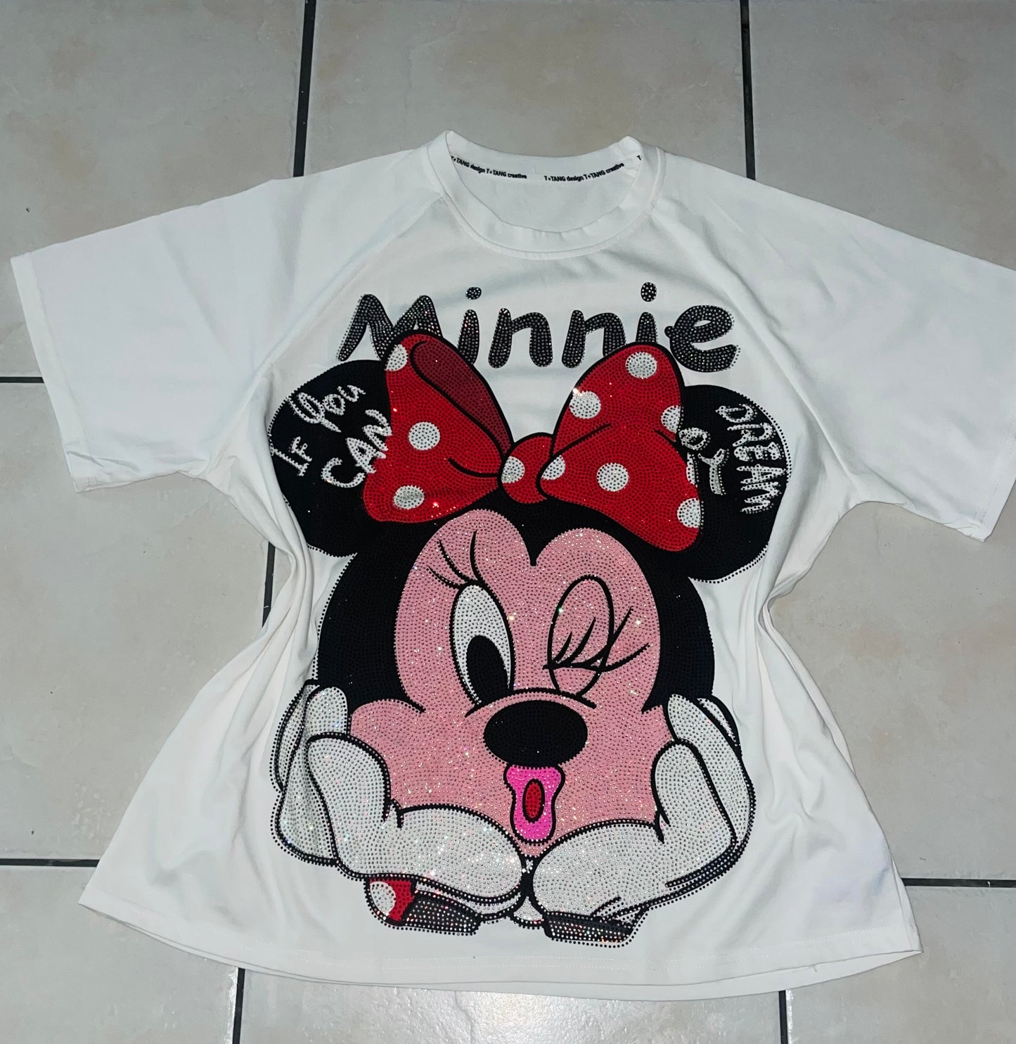 R0089-Beautiful oversized T-shirt with rhinestones