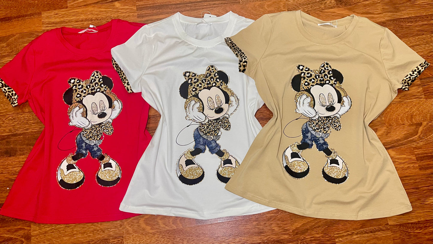 H005-Beautiful T-shirt by size with print and rhinestones