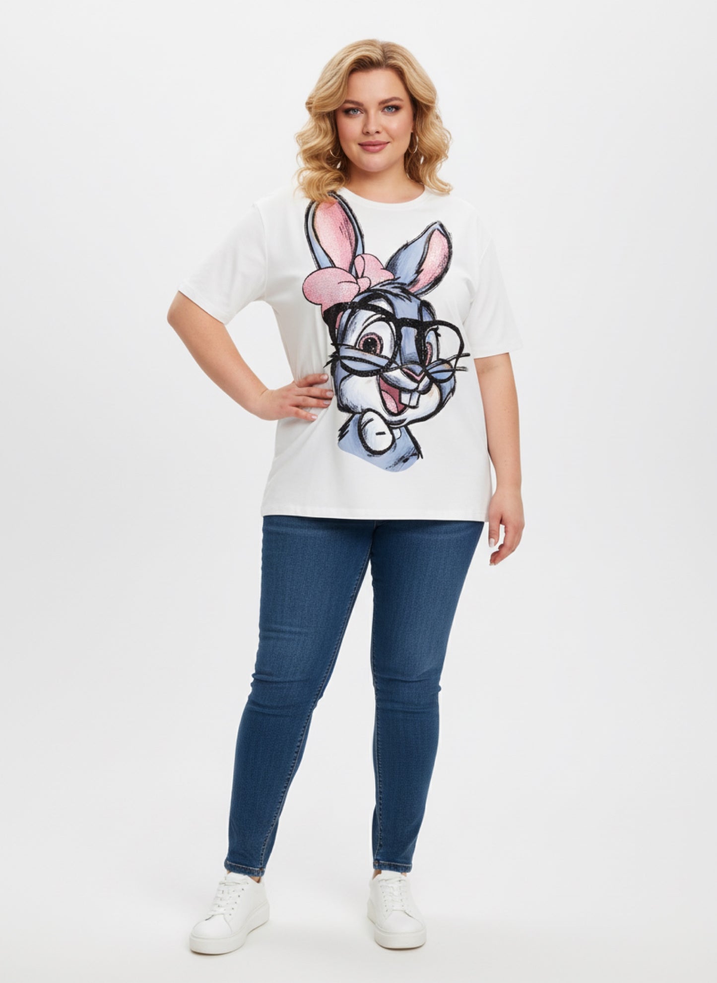 Daniela03-oversized t-shirt with rhinestones