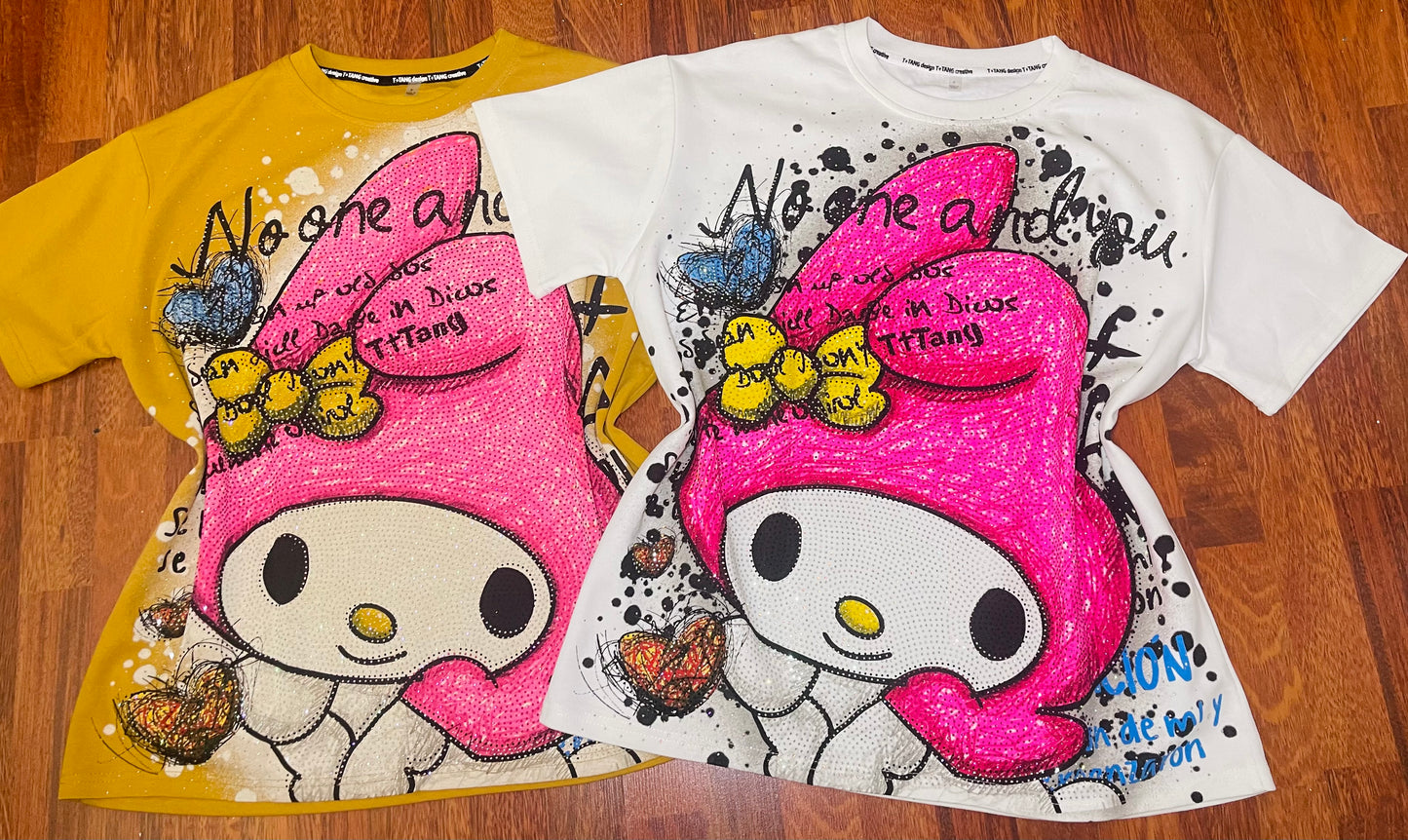 T007-Oversize shirt with rhinestones printed on the back
