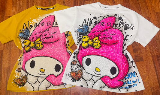 T007-Oversize shirt with rhinestones printed on the back