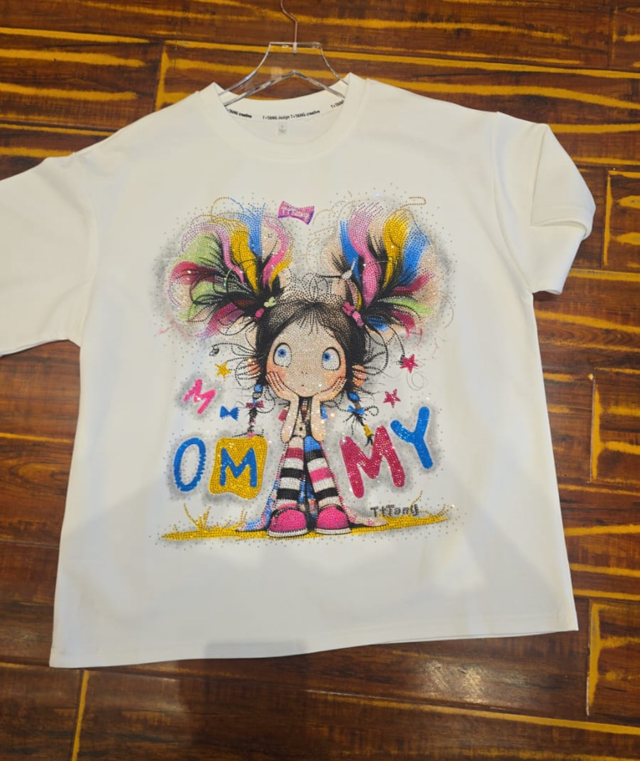 V0014-Camiseta Oversize con pedreria
