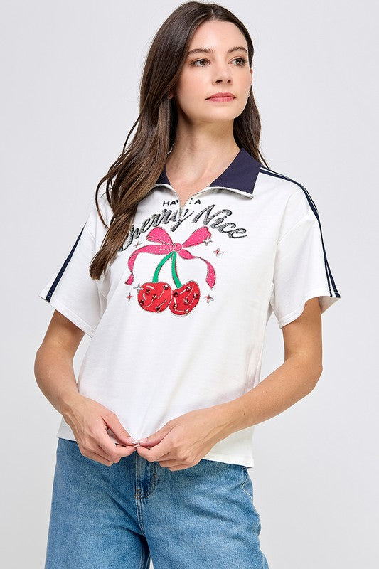 2001-Cherry high neck shirt
