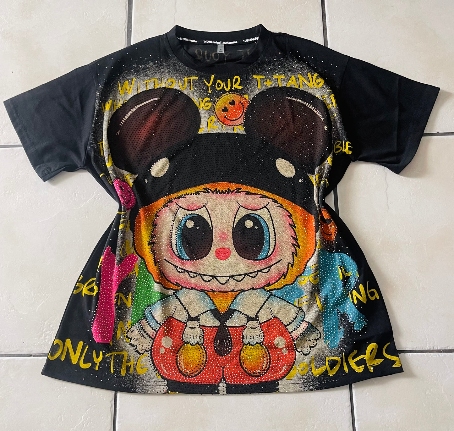 T0023-Oversize T-shirts with rhinestones