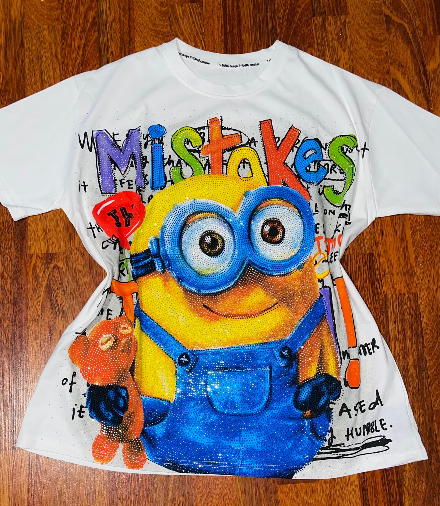 T0012-Oversized T-shirt with rhinestones