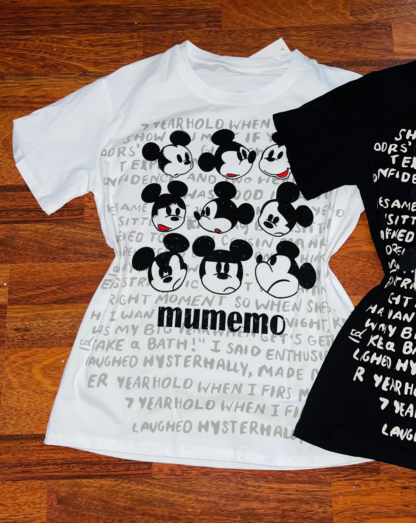 T0012-T-shirt with print and rhinestones