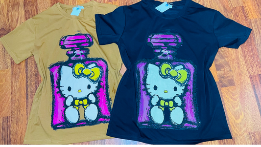 T0718-T-shirt with print and rhinestones