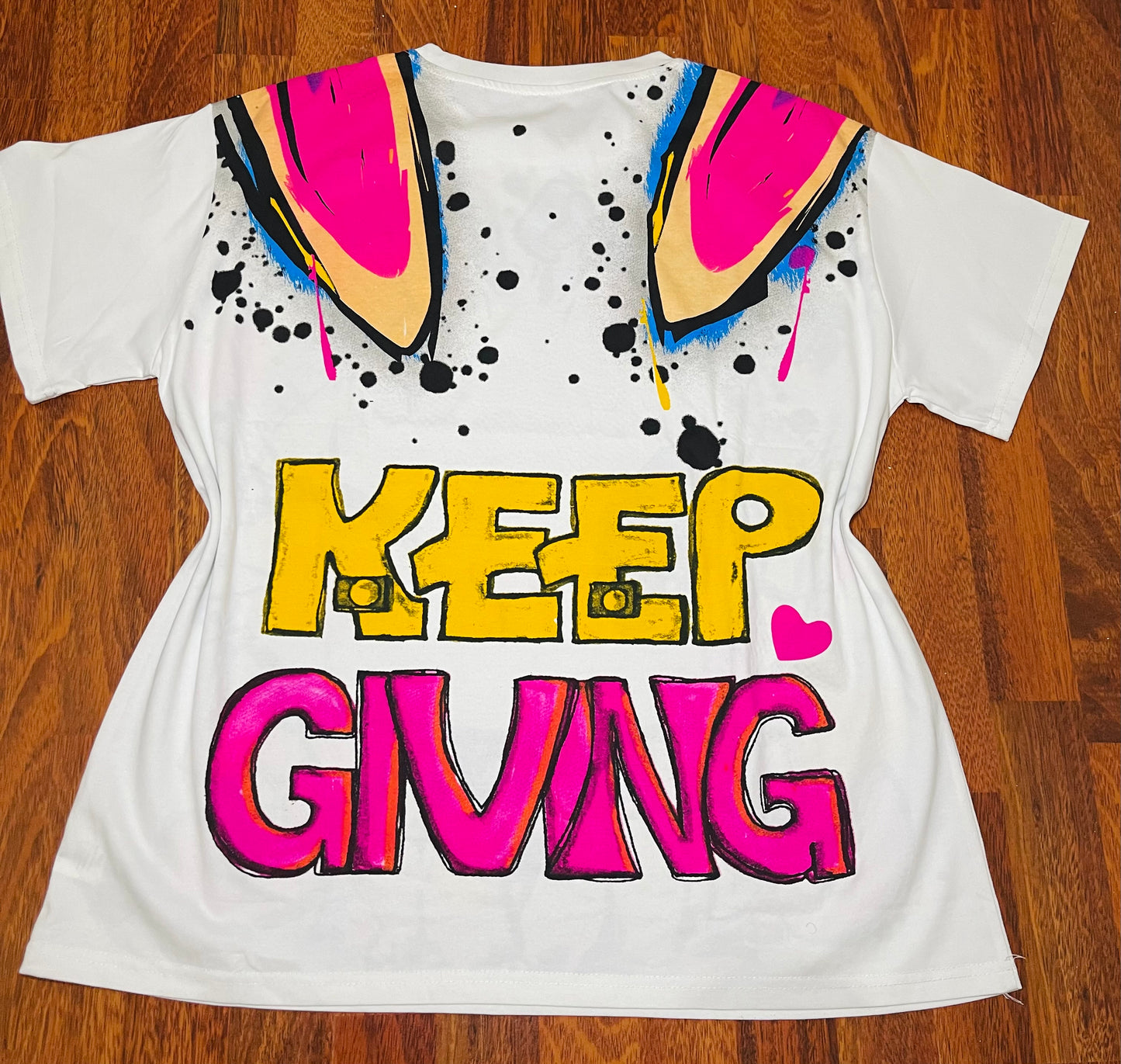 T0057-oversized t-shirt with rhinestone print on the back
