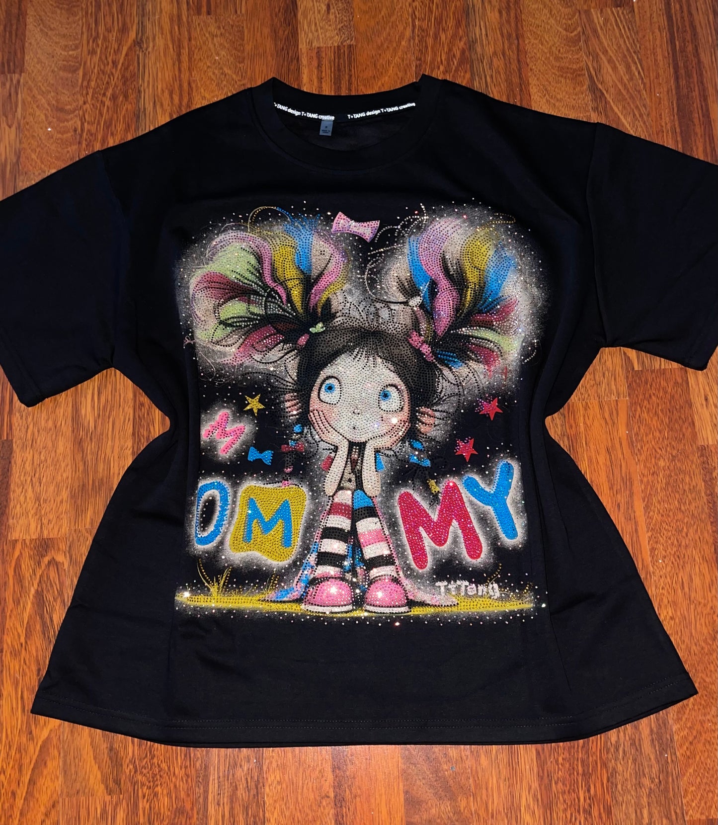 V0014-Camiseta Oversize con pedreria