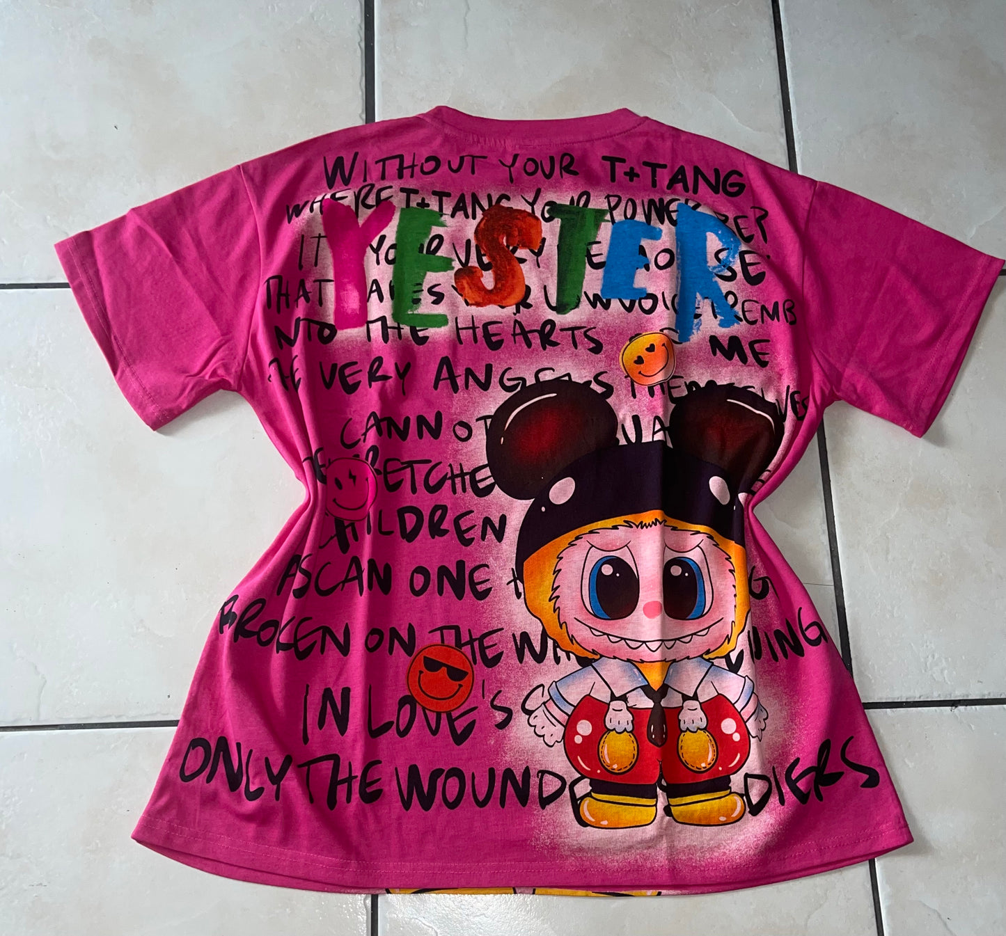 T0023-Oversize T-shirts with rhinestones