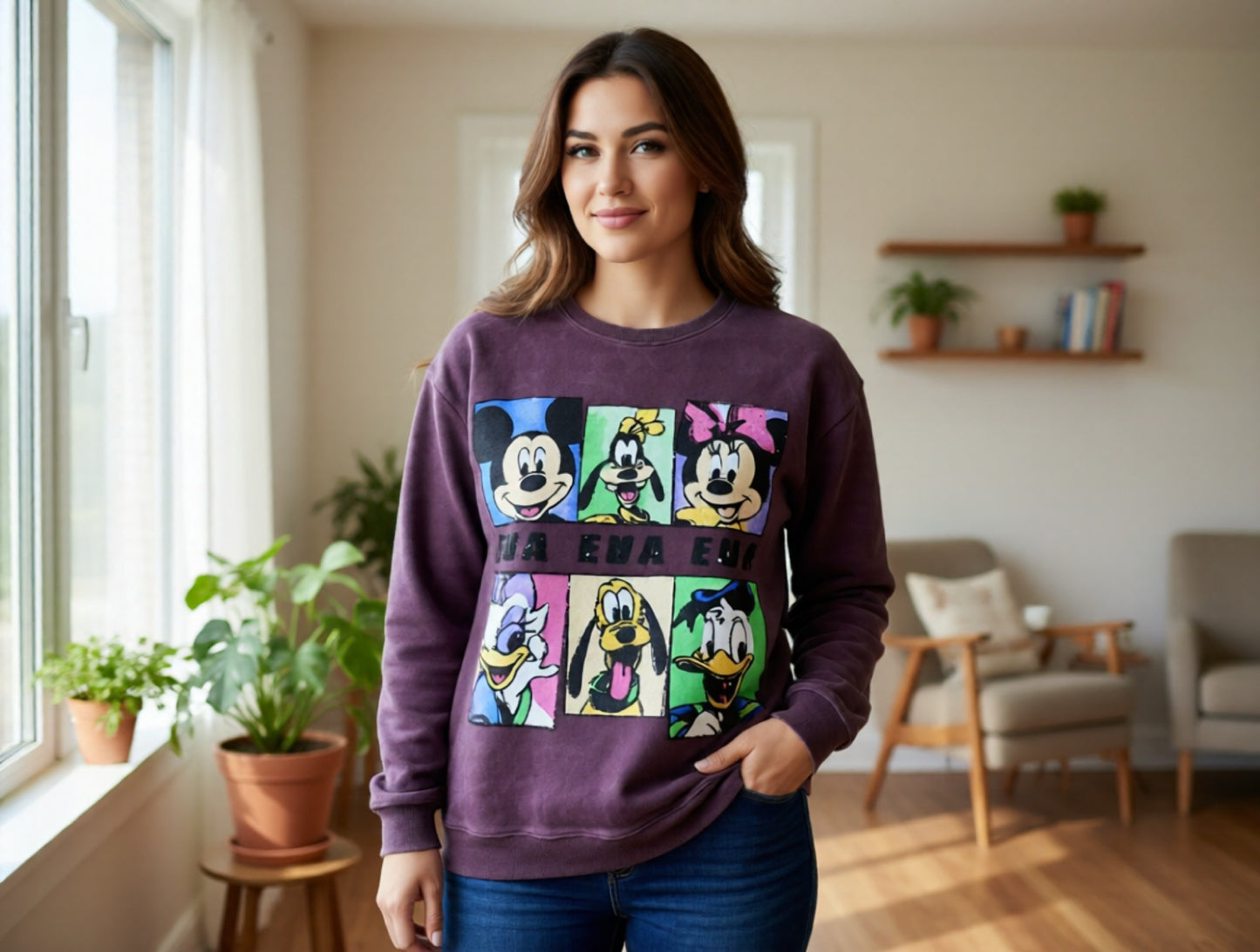 T0098-Beautiful Sweatshirt with Print and Sequins (OVERSIZE)
