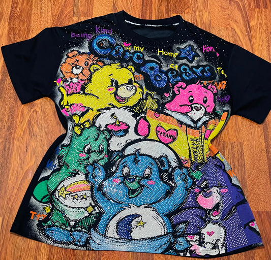 Y0021-Beautiful t-shirt with a rhinestone bear print