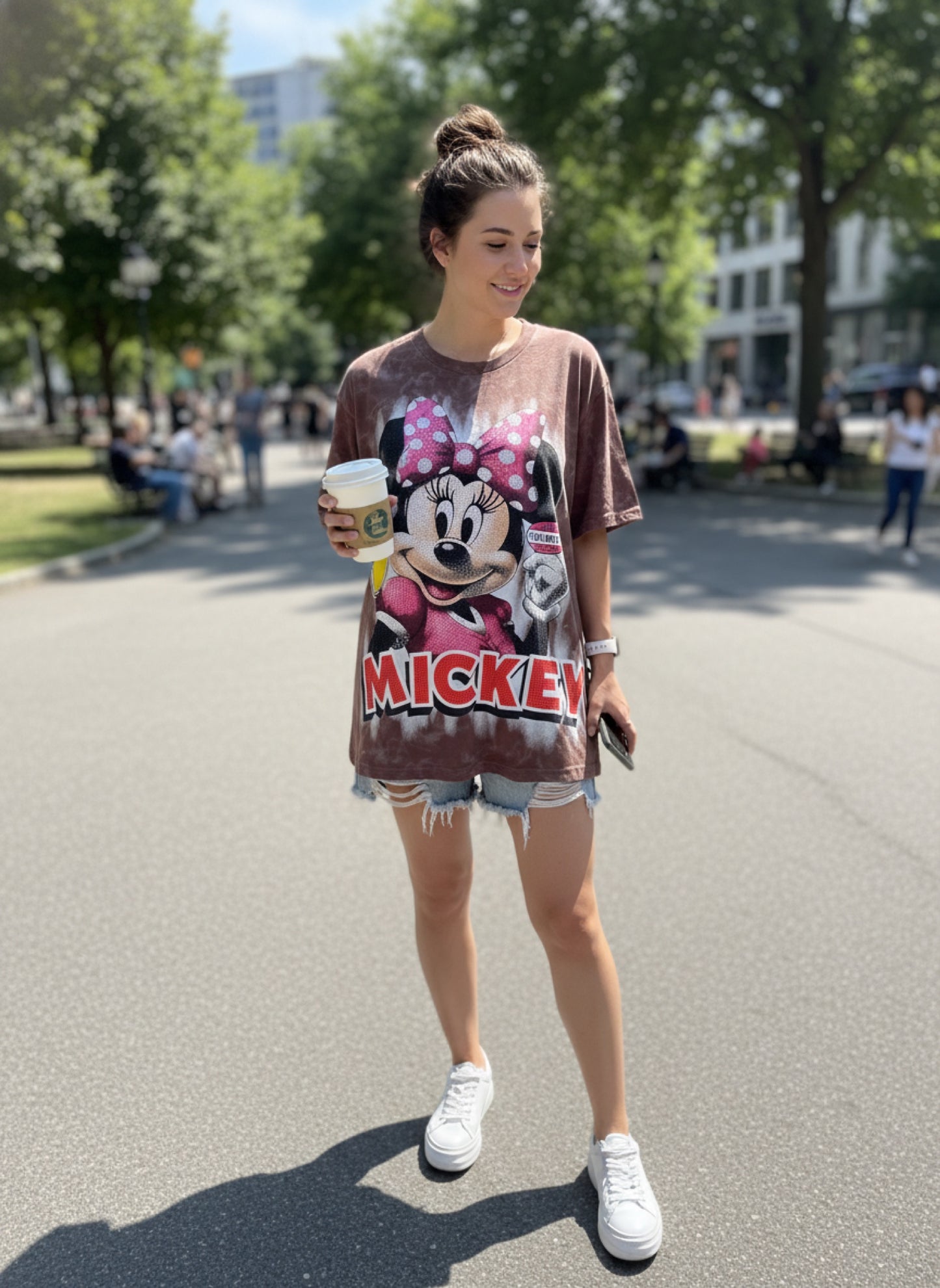 CHEILA09-Basic one-size shirt with rhinestones