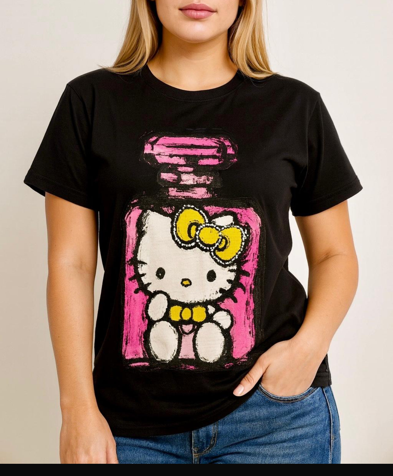 T0718-T-shirt with print and rhinestones