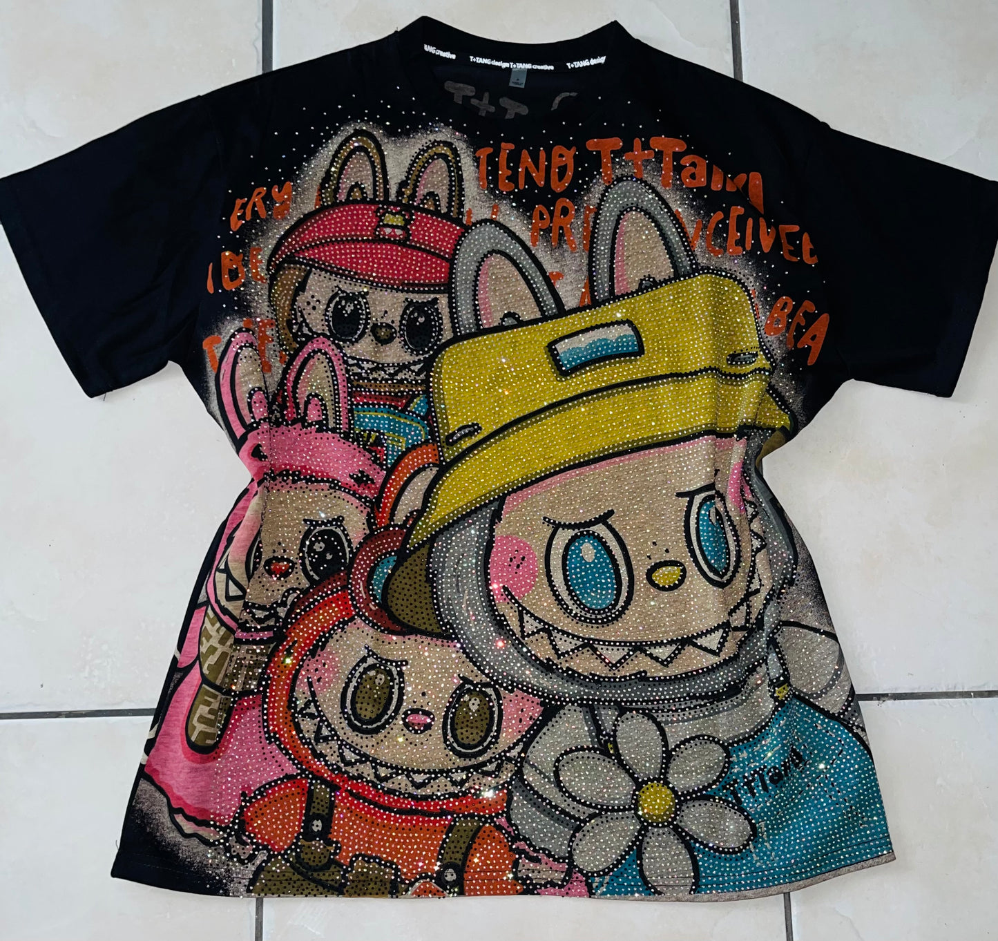 T0090-Beautiful oversized T-shirt with rhinestones