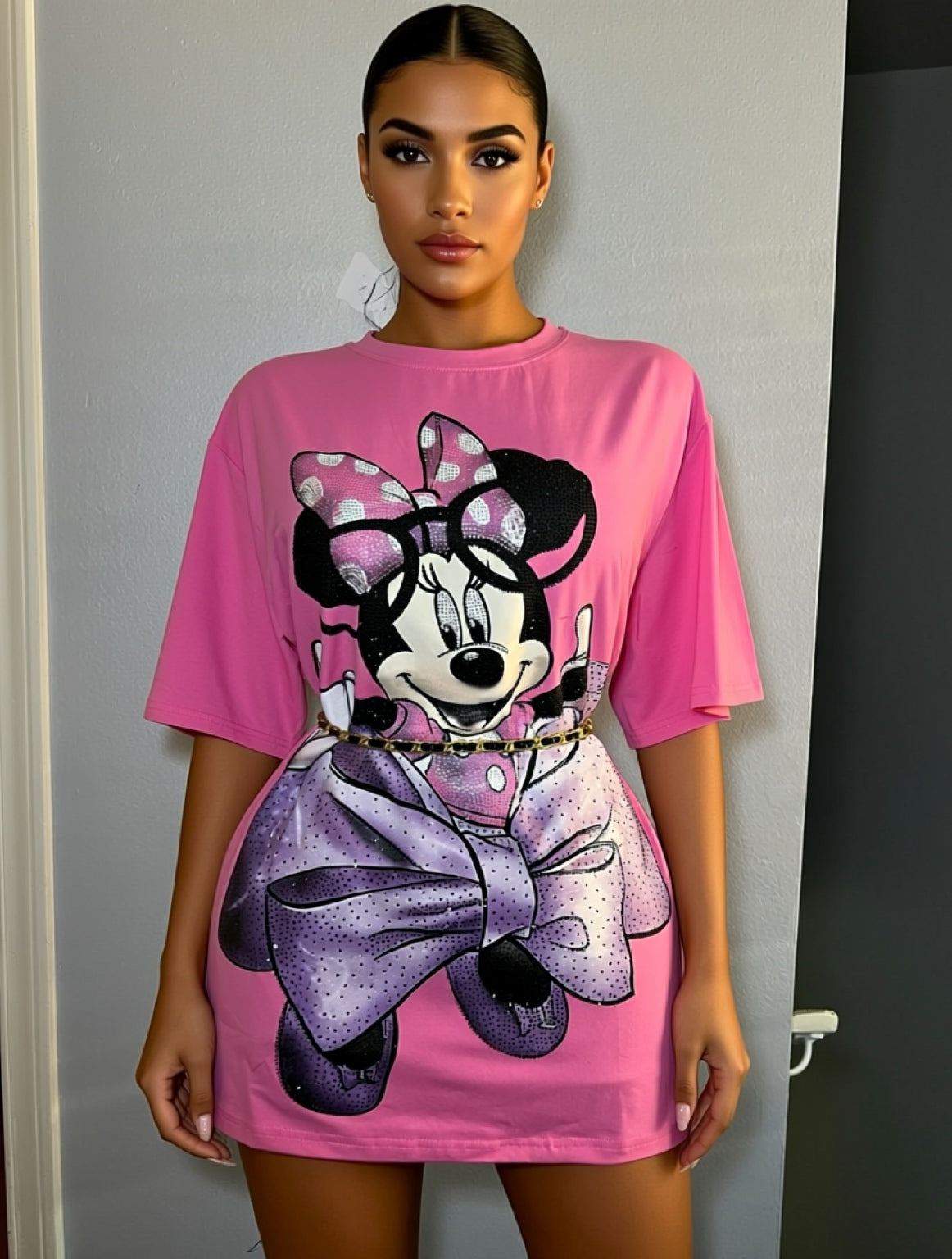 Camila00W-Oversize T-shirt with rhinestones
