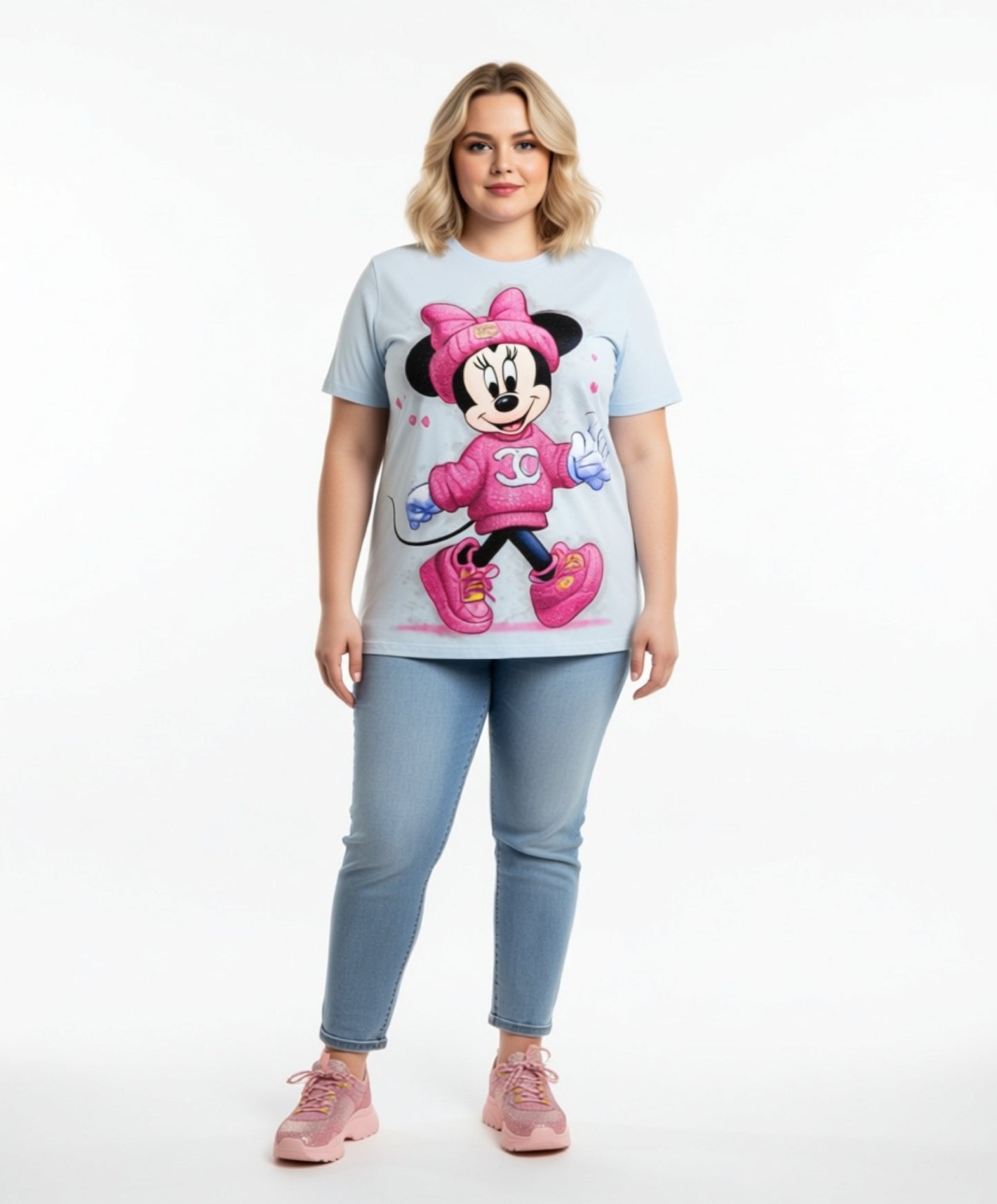 Eda005-Oversized t-shirt with rhinestones