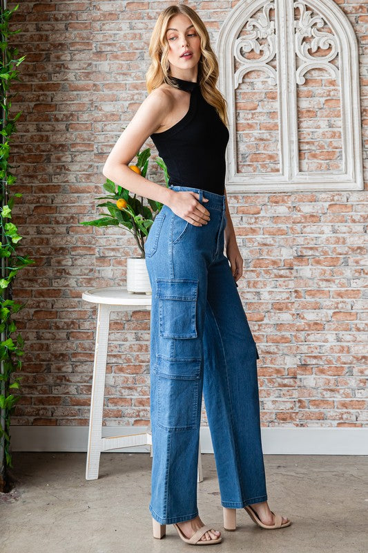 7890✨CARGO JEANS 👖 BLUE