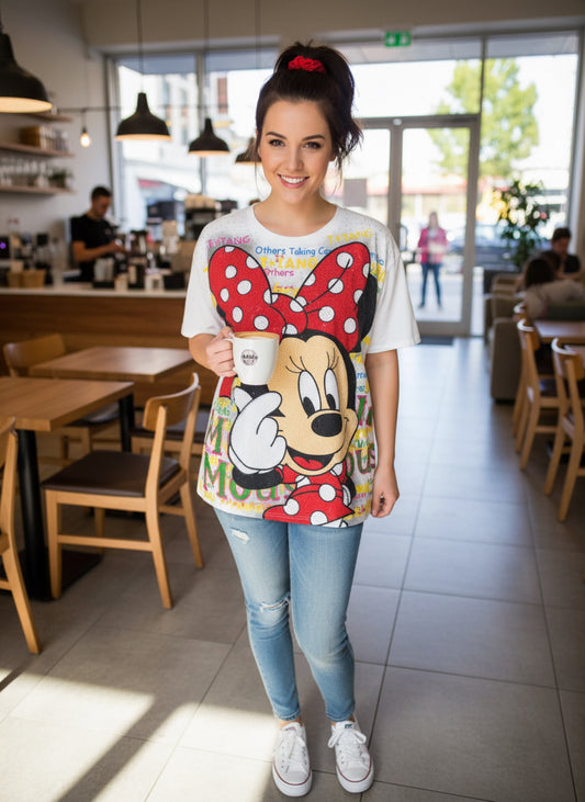 C8004-Oversized T-shirt with rhinestones