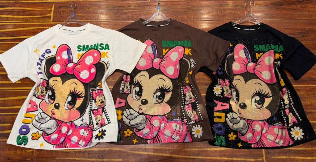 Karina24-Beautiful oversized round neck t-shirt with rhinestones