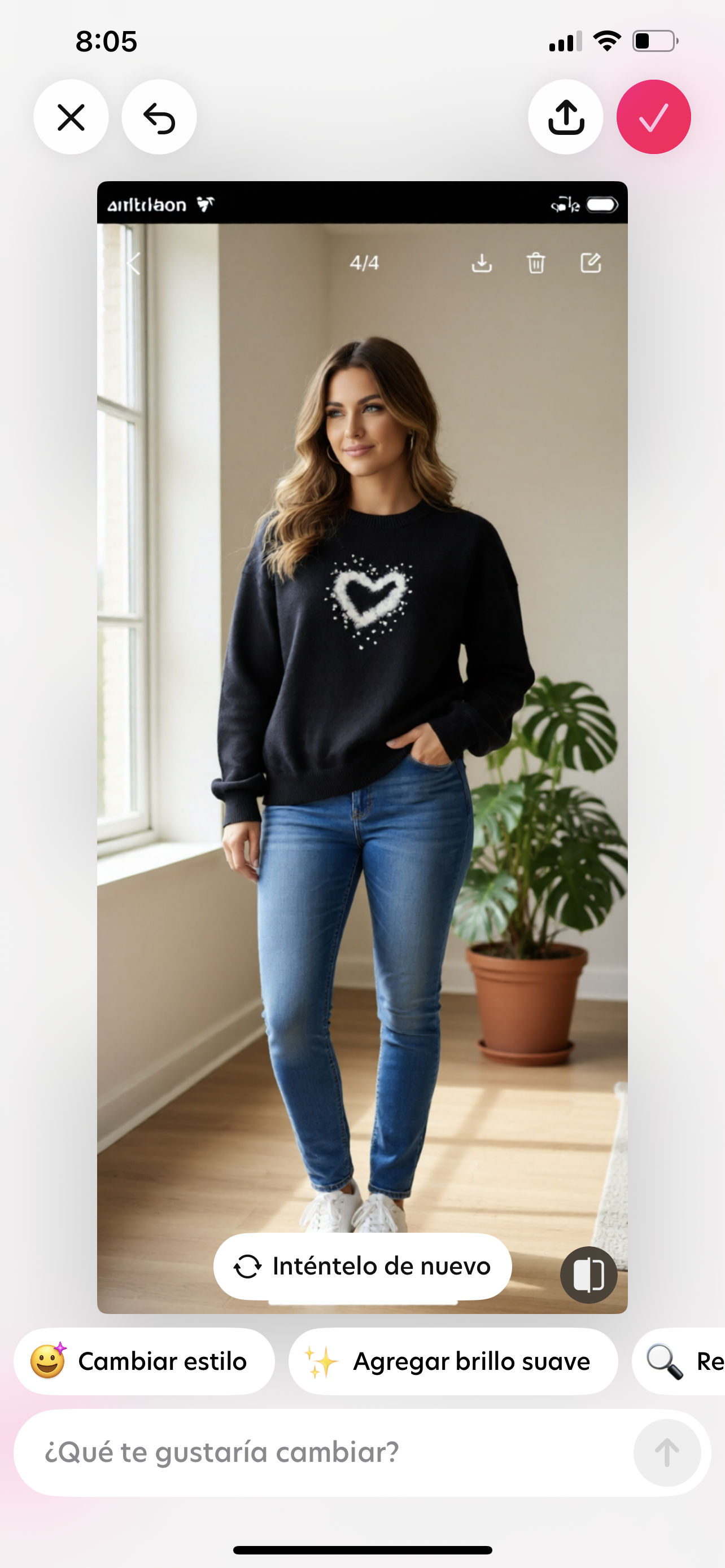 4556-SWEATER WITH HEART DESIGN AND RHINESTONES