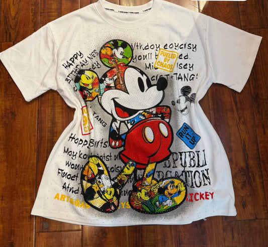 CH8002-Clarisa Oversized T-shirt with rhinestones