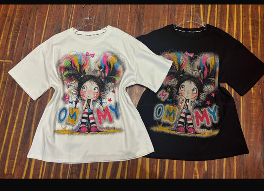 V0014-Camiseta Oversize con pedreria