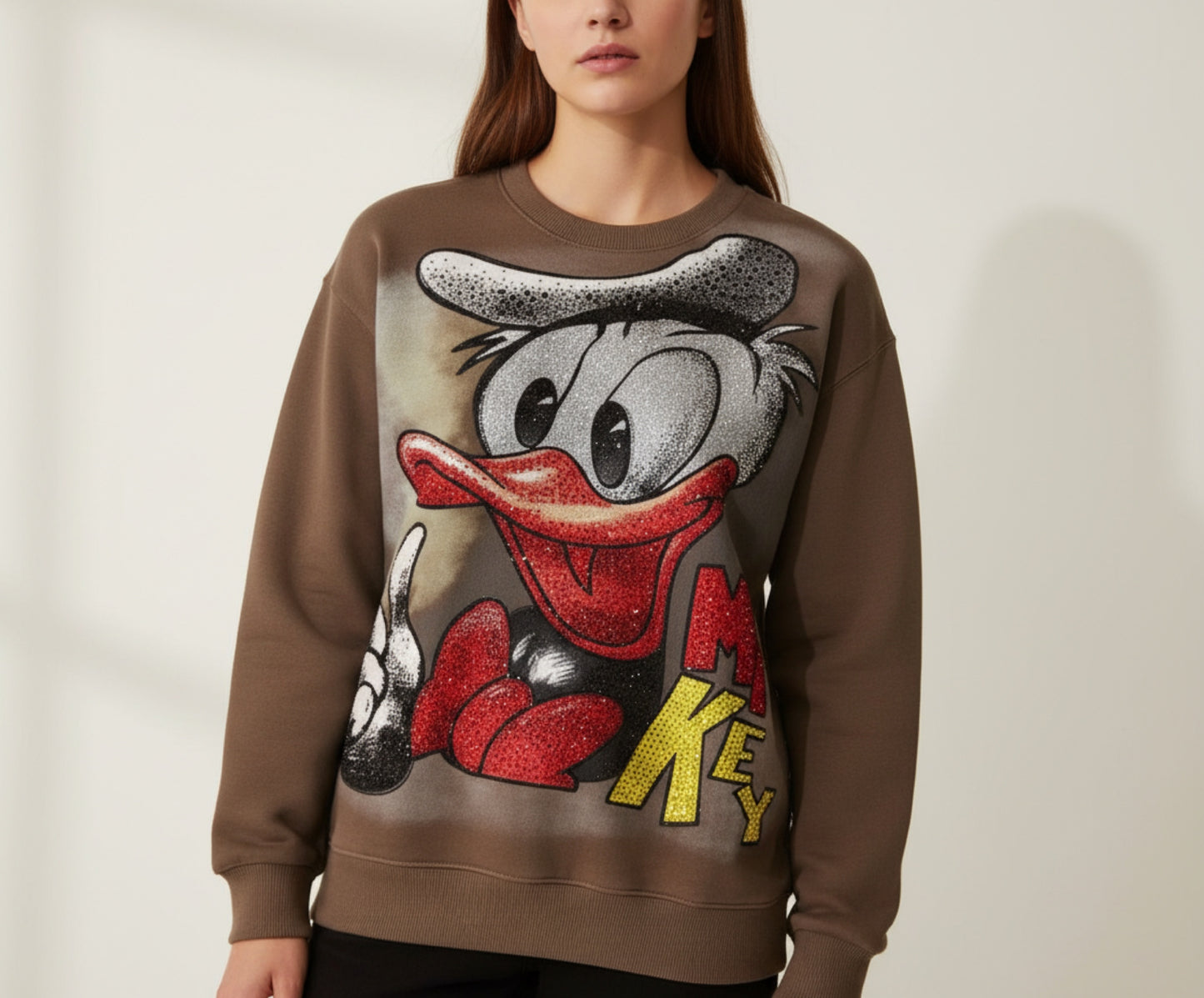 NICOLLE09 - ROUND NECK SWEATER WITH EMBELLISHMENTS AND SOFT LINING