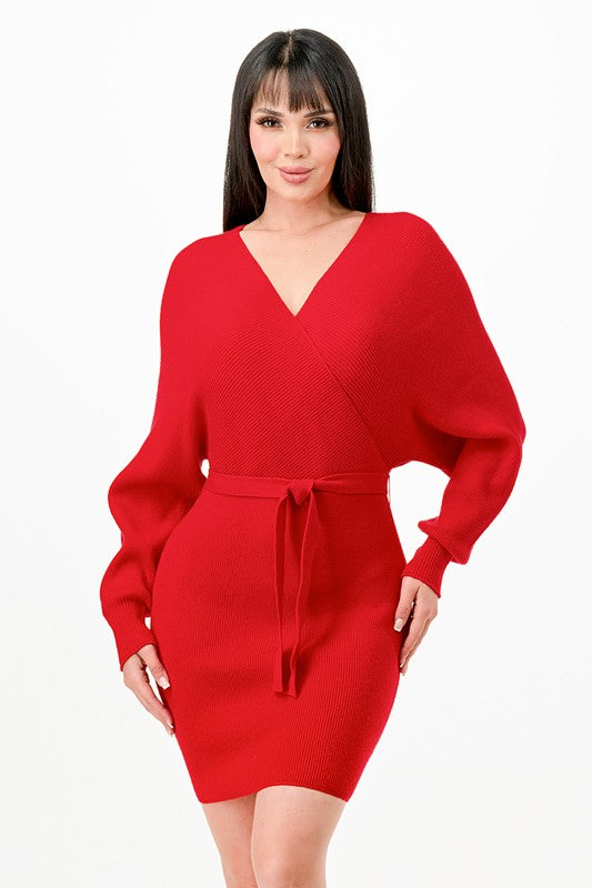 CLARISA-RIBBED SWEATER DRESS