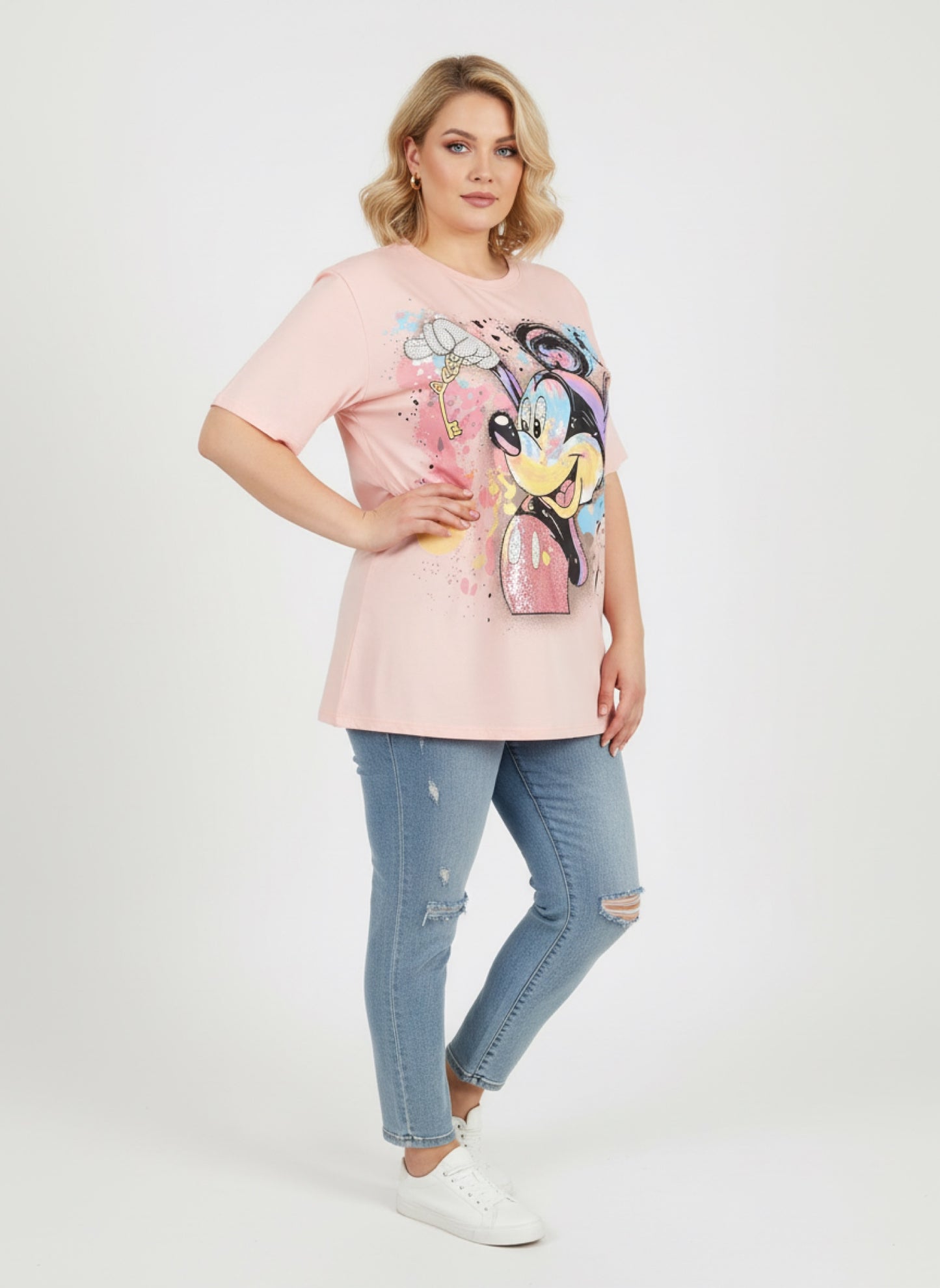 Luci735A-oversized t-shirt with rhinestones