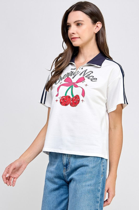 2001-Cherry high neck shirt