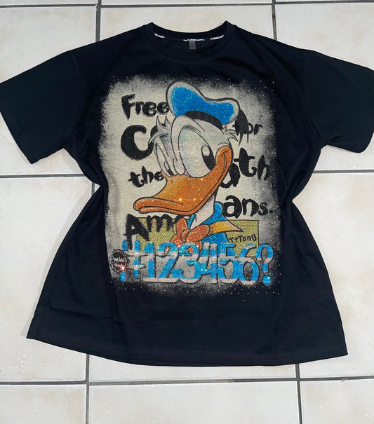 T0098-Beautiful shirt with a duck print and rhinestones