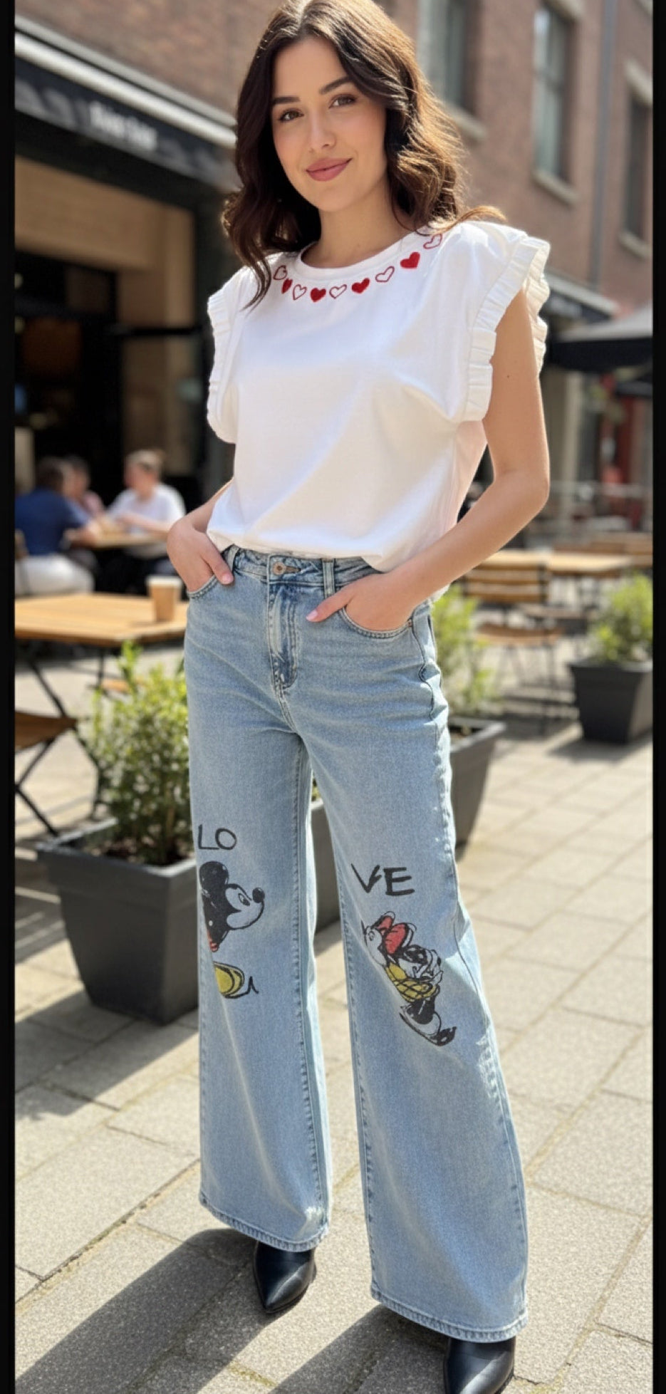 Carol008-High-waisted trousers with print