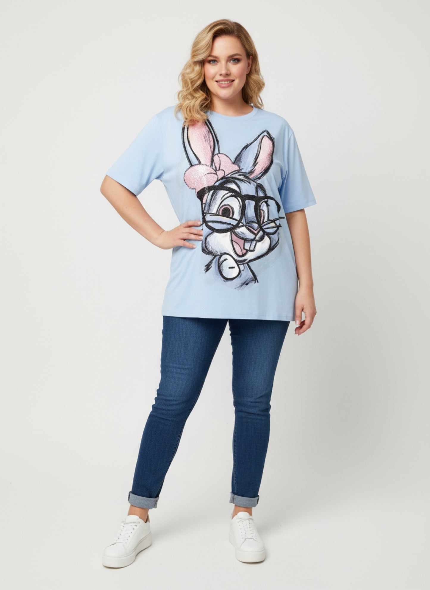 Daniela03-oversized t-shirt with rhinestones