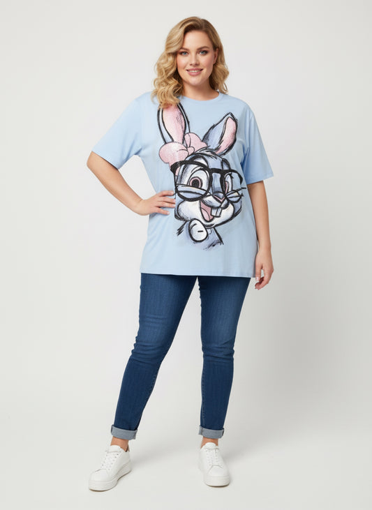 Daniela03-oversized t-shirt with rhinestones