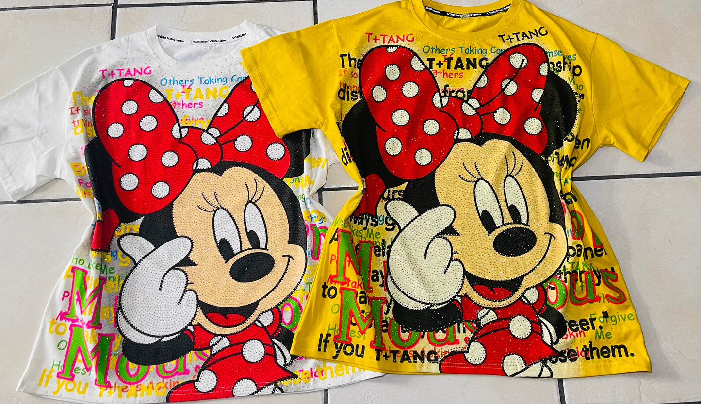 C8004-Oversized T-shirt with rhinestones